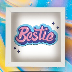 Svg Besties Shadow Box pour Cricut, Silhouette, cadeau pour meilleur ami Mandala en couches 3D, papier BFF découpé boîte à lumière multicouche SVG 3D