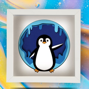 Pinguin Layer Schatten Box SVG für Cricut, Silhouette, niedlicher Pinguin Layer Mandala, Baby Papierschnitt, Tier Lightbox SVG, Schnee Schattenbox Kindergarten