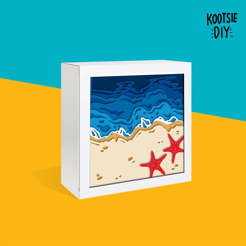 Beach Shadow Box SVG for Cricut, Silhouette, Ocean 3d Layered Mandala ...