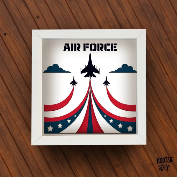 Air Force Shadow box SVG for Cricut Silhouette, Army 3d Layered Mandala, Navy Papercut File, Military lightbox template, American Flag SVG