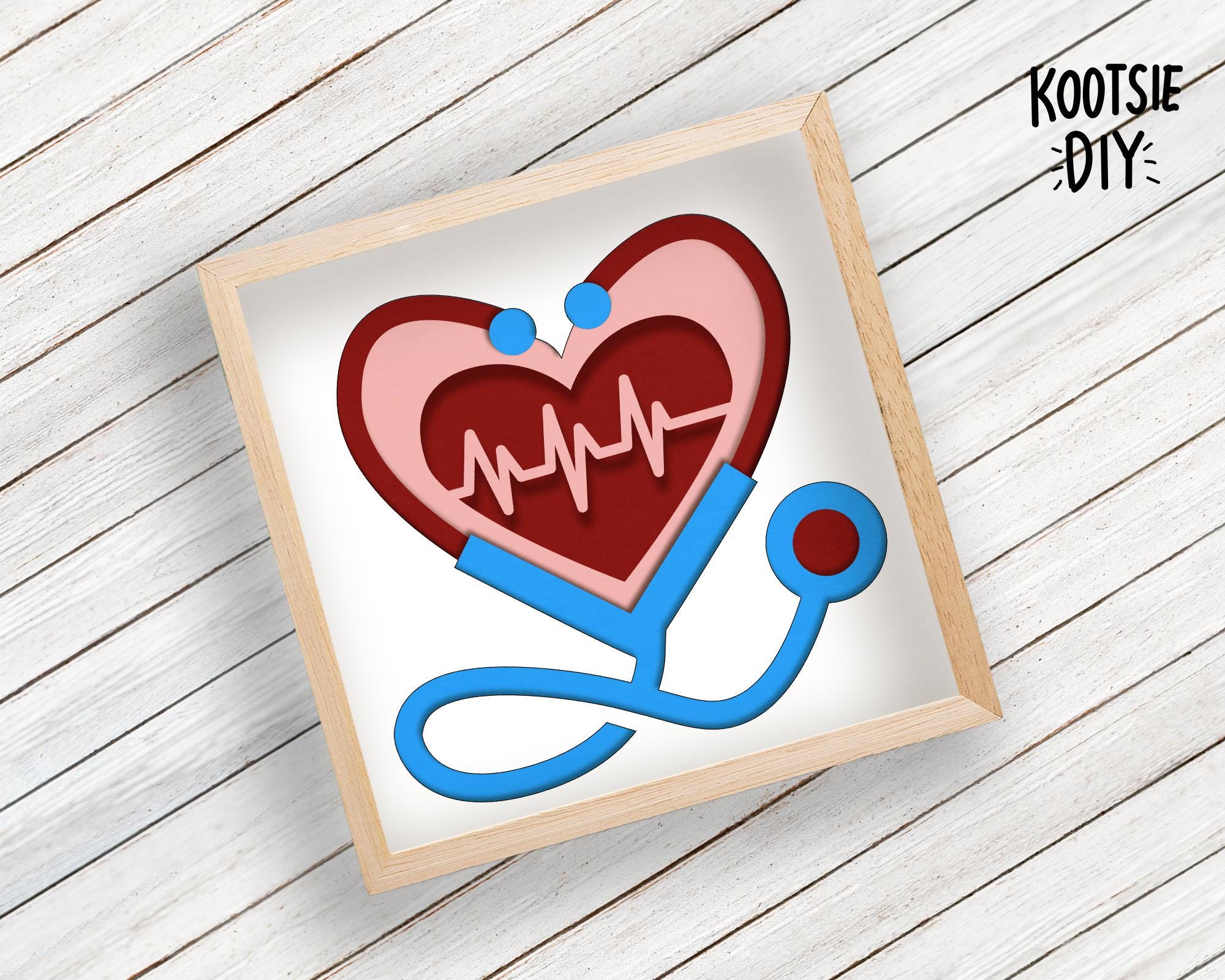 Stethoscope Shadow Box Svg for Cricut, Silhouette, Paramedic 3d Layered ...