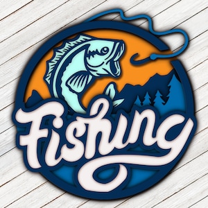 3d Fishing Shadow Box SVG for Cricut, Silhouette, Carp 3d layered Mandala, Dad paper cut, sea diving SVG, Trout Koi crayfish 3d SVG