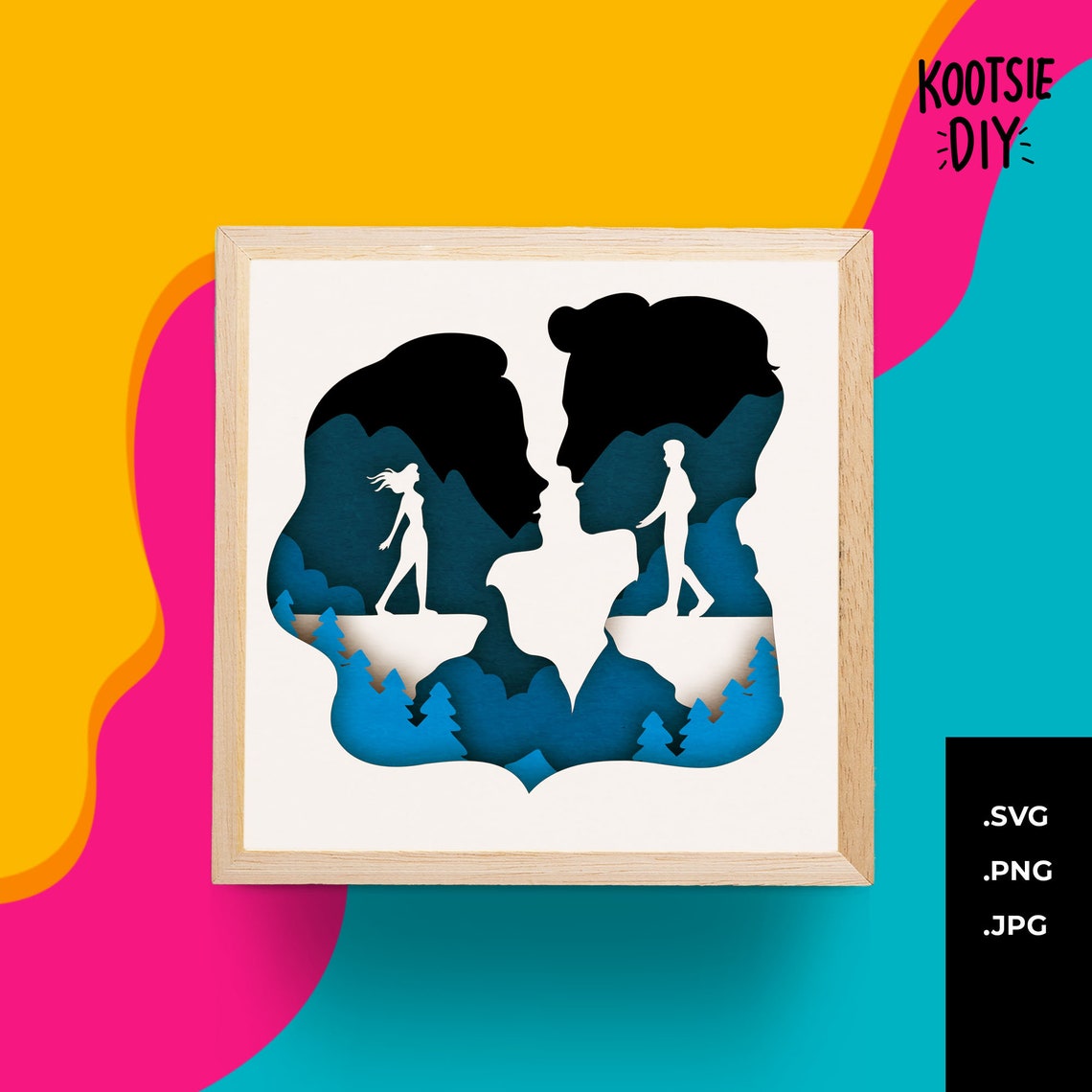 Romantic Lovers Shadow Box SVG for Cricut Silhouette DIY - Etsy