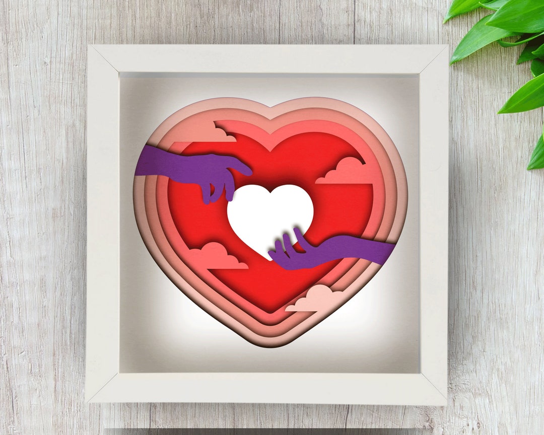 3D Valentine's Shadow Box SVG for Cricut, Silhouette, Lovers 3d Layered ...