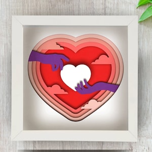 3D Valentine&#39;s Shadow Box SVG for Cricut, Silhouette, Lovers 3d layered Mandala, Heart papercut, Couple multilayer SVG, Gift for loveones