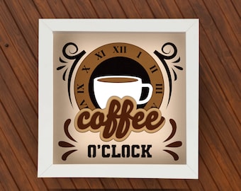 3D Coffee Shadow Box SVG, Layered Mandala Design (Digital Download)
