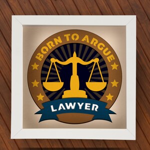Caixa de sombra de advogado 3D SVG para Cricut, silhueta, mandala em camadas 3D de advogado, corte de papel de juiz, SVG de tribunal de tribunal legal, presente SVG 3D de júri