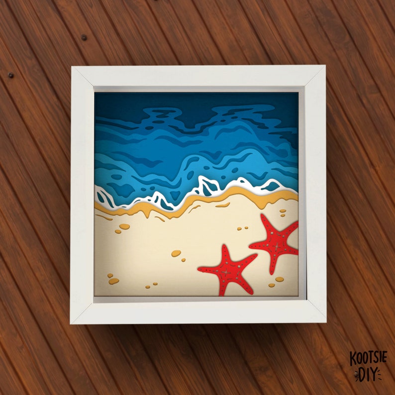 Beach Shadow Box SVG for Cricut Silhouette Ocean 3d Layered | Etsy