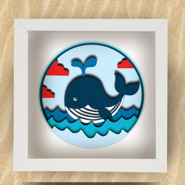 3d Whale Layered SVG Shadowbox for Cricut, Silhouette, Underwater 3d layered Mandala, paper cut, sea diving SVG, Orca Vector Coral, Fish art