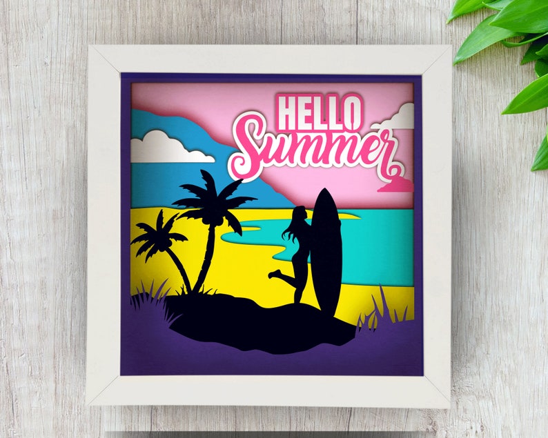 Beach Shadow Box SVG for Cricut Silhouette Summer 3d Layered - Etsy