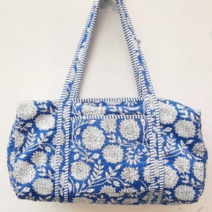 Großer gesteppter Seesack aus Baumwolle, Wochenend-Tasche für Sie, Reisetasche, Urlaub, Geschenktasche, Handgepäck, handgefertigte Damentasche