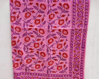 Salmon Pink Hand Block Print Cotton Beach Wrap Sarong,Indian Scarf Pareo Lightweight Scarves