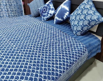 Edredón Kantha con estampado a mano: Colcha reversible de algodón, tamaño individual.