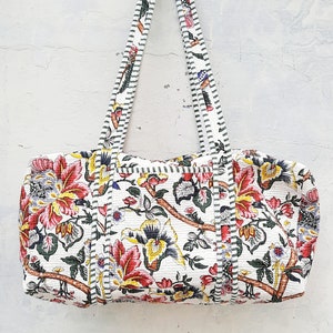 Große gesteppte Baumwolltasche, handgefertigte gesteppte Reisetasche, Weekender-Block, bedruckt, Reisetasche, Handgepäck, Taschen für Frauen,