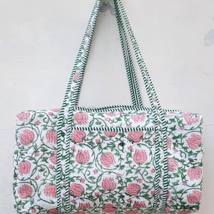 Große Baumwoll Weekender Reisetasche Gesteppte Reisetasche Für Damen Gepäck Tasche Gesteppte Stoff Reisetasche Block Gedruckt Overnightbag