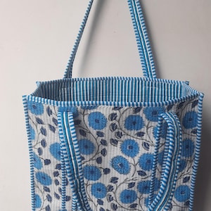 Bolso grande de hombro acolchado de algodón, estilo vintage, con estampado floral, ecológico, sostenible, para playa, estilo bohemio, para fin de semana, de viaje, para supermercado.