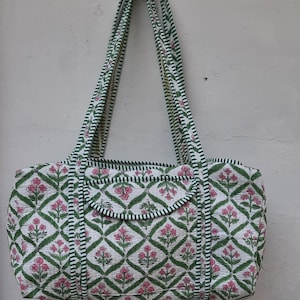 Large Cotton Quilted Duffle Bags Block Print Quilted Fabric Weekender Bags Women Holiday Gifts Yoga Shopping Beach overnight  Luggage Bag