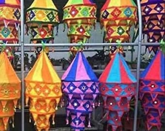 Mix Lot Indian Cotton  Lampshade  Party decorative Lantern, Vintage Embroidered  Lantern, colorful Lampshade, Decorative lampshade Home