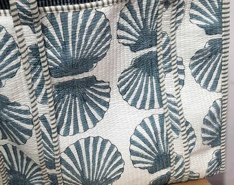 Hand Block Print Cotton Quilted Tote Bag: Large Indian Shopping Bag