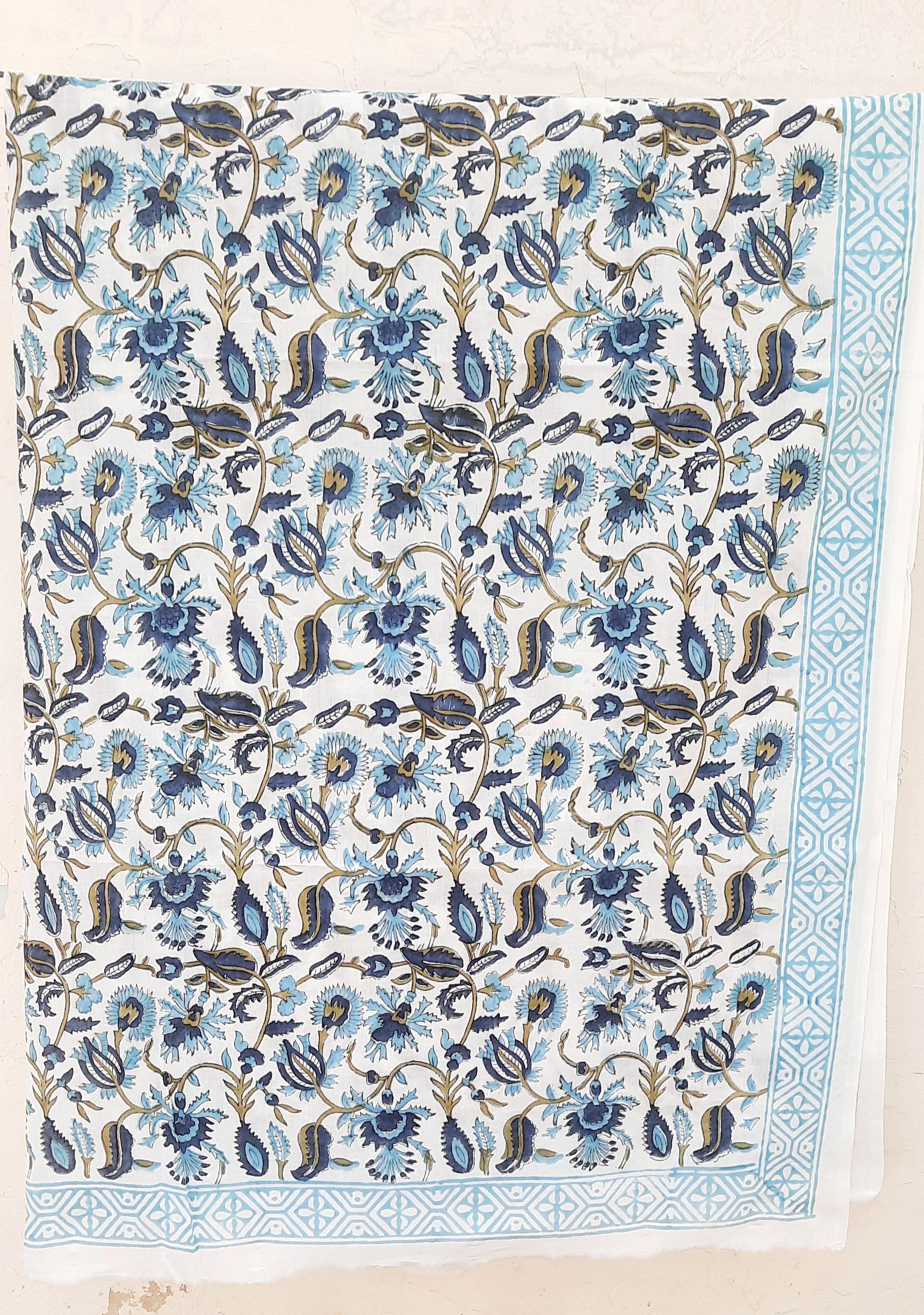 Pareo de algodón con estampado a mano: chal playero floral, chal de yoga, bufanda ligera de algodón tipo pareo.