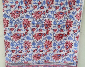 Pink Floral Cotton Sarongs: Hand Block Print Indian Beach Wrap  Pareo, Lightweight Scarves