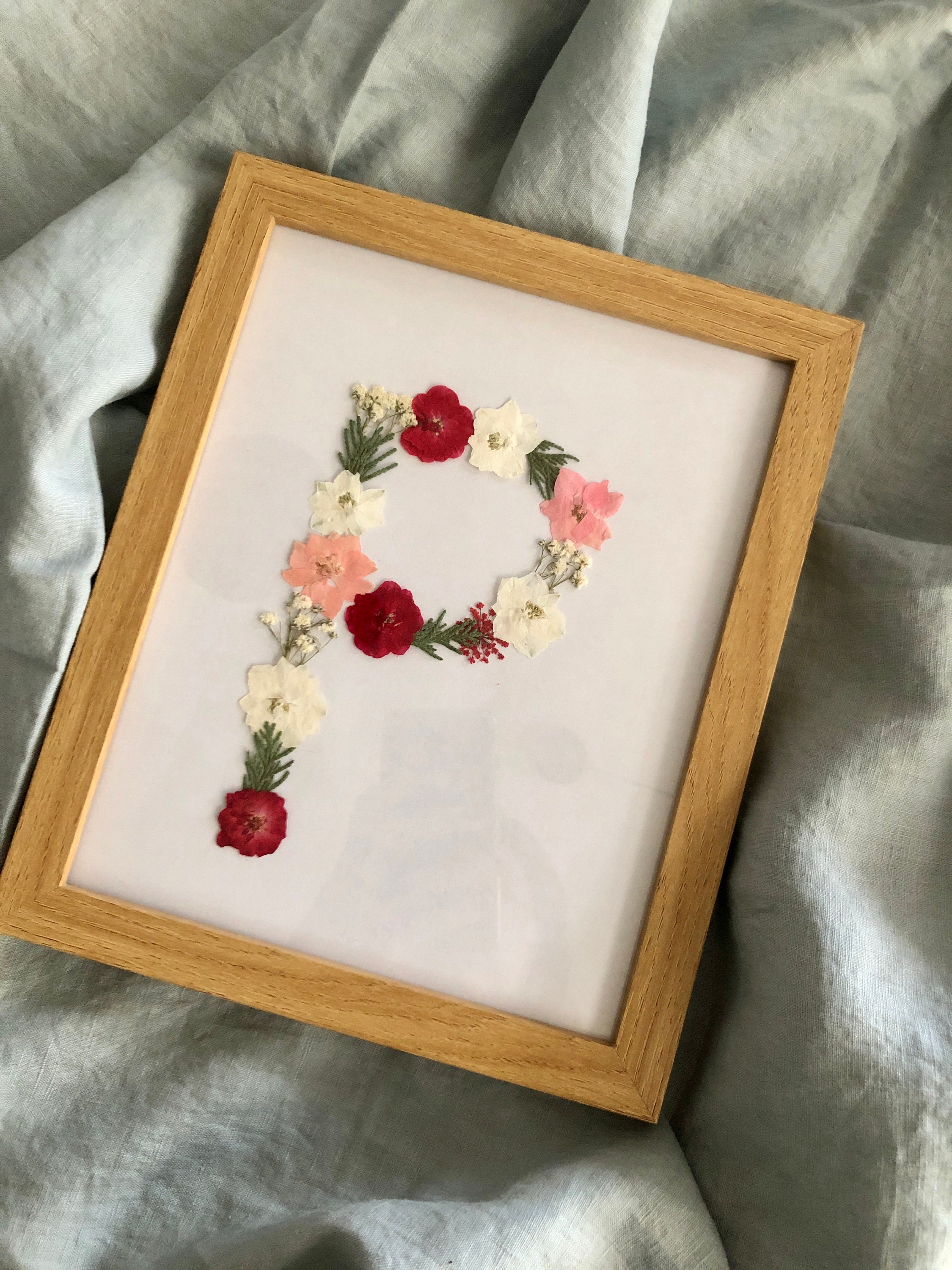 Cadre Initiales Fleurs Séchées Herbier