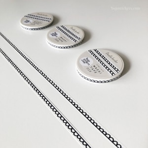 Schmales Washi Tape • Doodle Borde in schwarz weiß • Dekoratives Masking Tape • 5 mm x 10 m • bujostickers.com 029