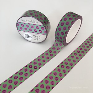Pink & Mint Washi Tape mit kreisförmigen Zitrusscheiben Muster • Dekoratives Klebeband • 15 mm x 10 m • bujostickers.com 058
