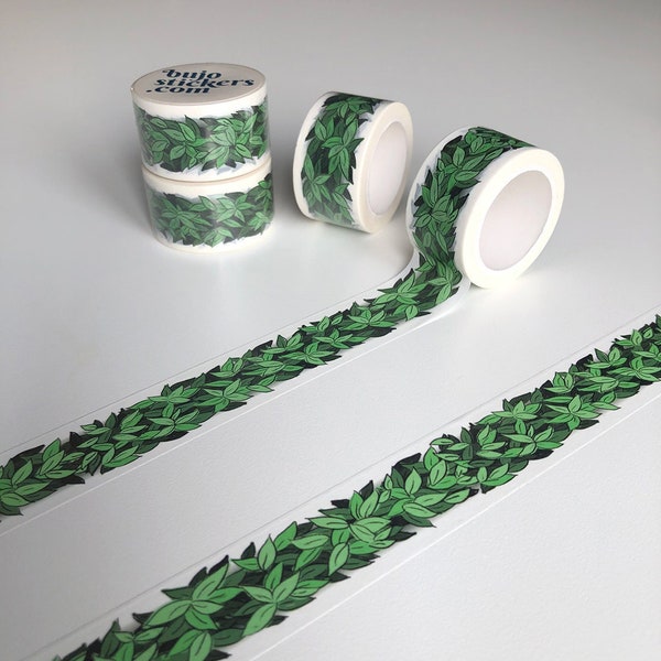 Washi tape • Hand drawn green leaves/foliage • 25 mm x 10 m • bujostickers.com 017