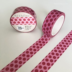 Washi tape rosa e rosso con motivo circolare a fetta di agrumi • Nastro decorativo per mascheramento • 15 mm x 10 m • bujostickers.com 059