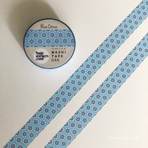 Blaues Washi Tape mit Zitrusscheibenmuster • Dekoratives Masking Tape • 15 mm x 10 m • bujostickers.com 056