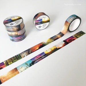 Nature Washi tape • Zonsondergang en natuur foto's • Decoratieve masking tape • 15 mm x 10 m • bujostickers.com 087