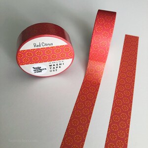 Rood &oranje Washi tape • Citrus slice patroon • Decoratieve masking tape • 15 mm x 10 m • bujostickers.com 052