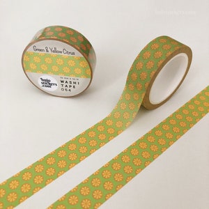 Limettengrünes und gelbes Washi Tape • Zitrusscheibenmuster • Dekoratives Masking Tape • 15 mm x 10 m • bujostickers.com 054