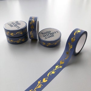 Gold foil Washi tape • Floral vines design gilded on lavender background • gold foiled • 15 mm x 10 m • bujostickers.com 023