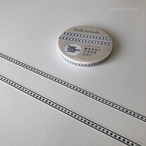 Washi-tape rand • Doodle dot-rand in zwart-wit • Decoratieve plakband • 5 mm x 10 m • bujostickers.com 031