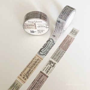 Cinta vintage Ephemera Washi • Membrete, anuncios, partituras, cartas, escritura • Cinta decorativa de enmascaramiento • 15 mm x 10 m • bujostickers.com 070