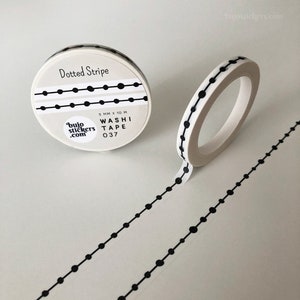 Washi tape • Gestippelde streep • Rand- en scheidingsrandtape • Slanke decoratieve afplaktape • 5 mm x 10 m • bujostickers.com 037
