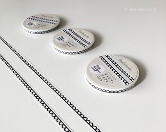 Slim washi tape • Doodle border in black and white • Decorative masking tape • 5 mm x 10 m • bujostickers.com 029