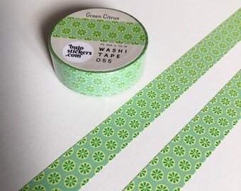 グリーンシトラススライス柄の和紙テープ • 装飾マスキングテープ • 15