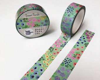 Floral Washi tape • Garden, flowers, nature and summer tape • Toile • Decorative masking tape • 15 mm x 10 m • bujostickers.com 080