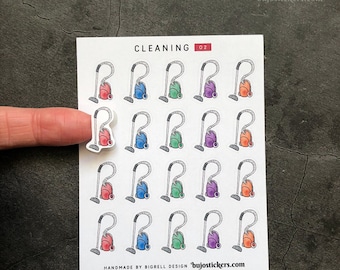 Cleaning 02 • Stickers with vacuum cleaner icons. Household chores, hoover, cleaning. Handdrawn and unique! • bujostickers.com