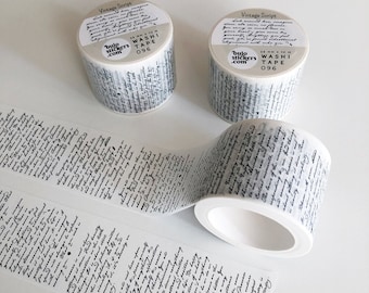 Wide Vintage Script Washi tape • Handwriting, Old letter, Ephemera • Decorative masking tape 35 mm x 10 m • bujostickers.com 096