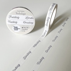 Washi-tape in het Zweeds • Veckodagar på svenska (weekdagen in het Zweeds) • Planner-afplaktape • 7 mm x 10 m • bujostickers.com 115