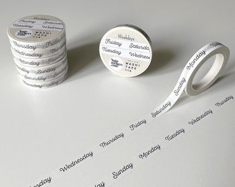 Weekdays Washi tape • Script font days of the week • Planner masking tape • 7 mm x 10 m • bujostickers.com 114