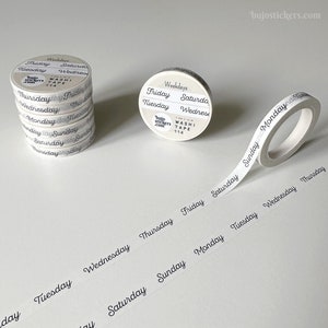 Weekdagen Washi-tape • Scriptlettertype dagen van de week • Planner afplaktape • 7 mm x 10 m • bujostickers.com 114