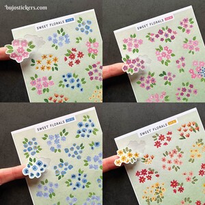 Waterverf bloemstickers. Handbeschilderd en uniek. Zomer, bloem, bloesem, groen. Versier je kaarten, plakboeken, dagboek en agenda.