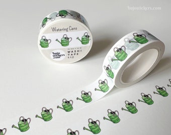 Green watering cans Washi tape • Gardening tape • Classic garden Decorative masking tape • 15 mm x 10 m • bujostickers.com 112