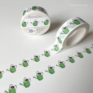 Green watering cans Washi tape • Gardening tape • Classic garden Decorative masking tape • 15 mm x 10 m • bujostickers.com 112