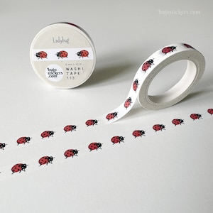 Taśma washi z motywem biedronki • Taśma z uroczymi zwierzątkami • Czerwona biedronka Taśma dekoracyjna maskująca • 8 mm x 10 m • bujostickers.com 113